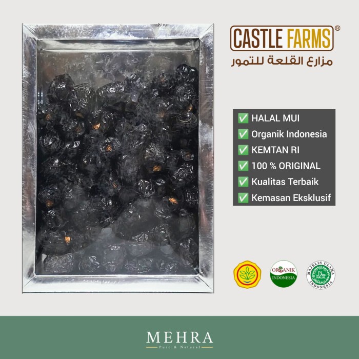 

Kurma Ajwa Madinah Castle Farms Premium Organic / Medina / Nabi 1 Kg