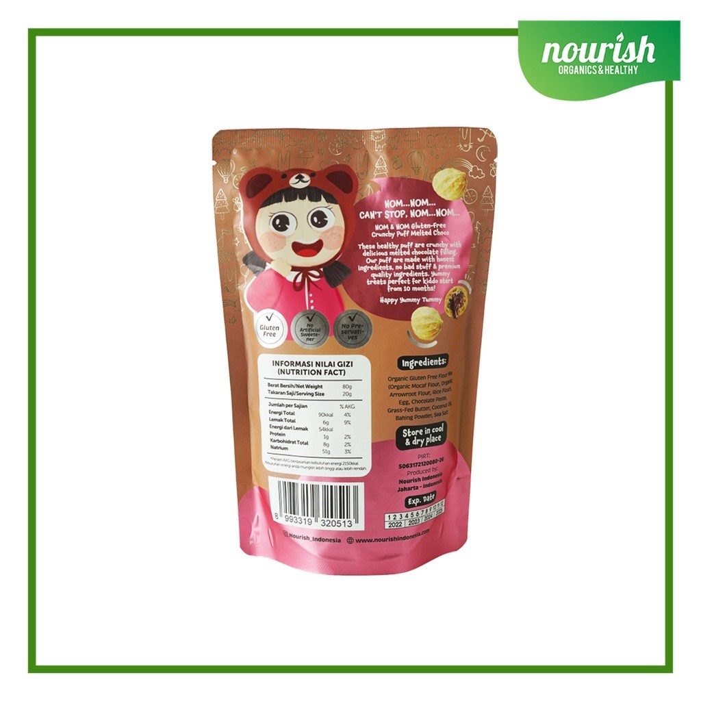

A Nom Nom - Gluten Free Crunchy Puff Melted Choco Soes Kering Isian Coklat 80Gr