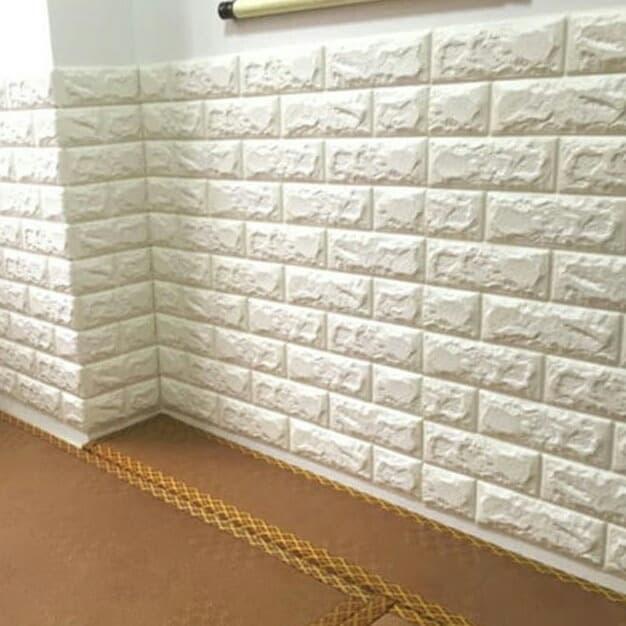 MURAH Wallpaper Tembok Dinding 3D Model Batu Bata Putih/Dekorasi Pelapis