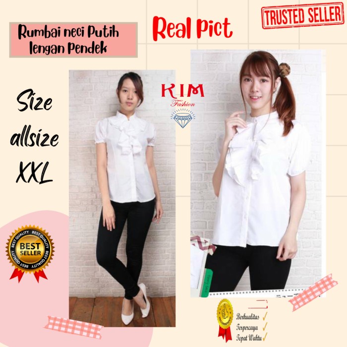 ATASAN WANITA KEMEJA PUTIH RUFFLE/DALAMAN BLAZER WANITA