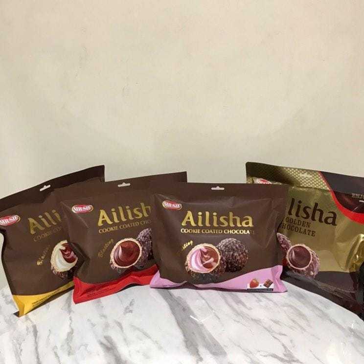 

A Palubutung - Ailisha Cookies Coated Chocolate 250G Malaysia - Golden Chocolate Milk Choco