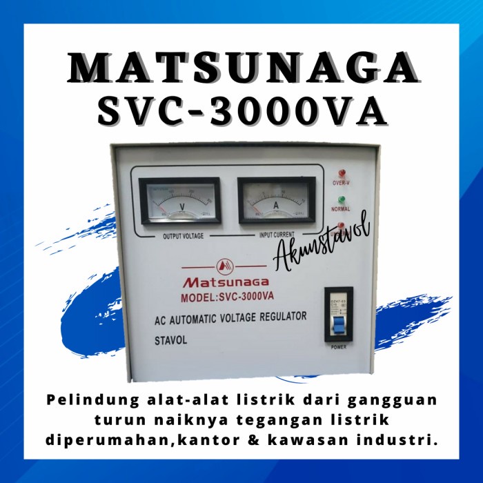 Stavolt Matsunaga SVC-3000VA - Stabilizer Listrik Matsunaga 3000 watt
