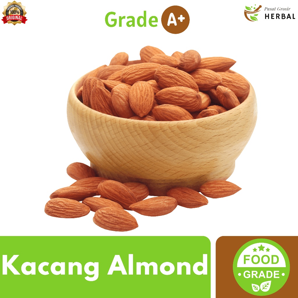 

A Kacang Roasted Almond Panggang Siap Makan 1Kg Premium / Almon Kupas Roasted Matang 1 Kg Sehat