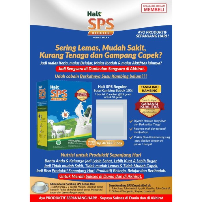 

(TopSeller) Susu Kambing Halt SPS harga untuk 3box (100rb)