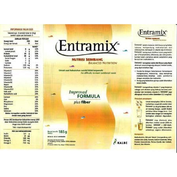 

(TopSeller) ENTRAMIX - COKLAT DAN VANILA - NUTRISI MAKANAN DIET LANSIA TINGGI PROTEIN ORIGINAL &