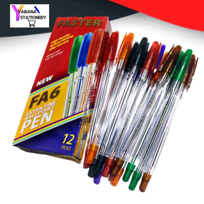 

Bolpen Pulpen Pen Faster New Fa6 Hitam Ballpoint Extra Fine Isi 12Pcs Tinta Hitam Friction Pen P2