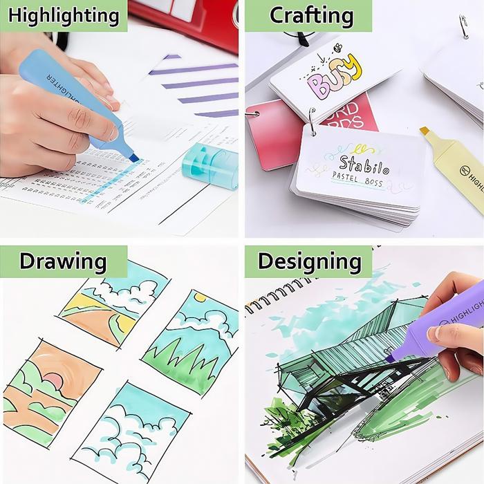 

6Pcs Marker & Highlighter Super Jumbo Warna, Alat Tulis Catatan & Tanda Penting - Ready Stock -