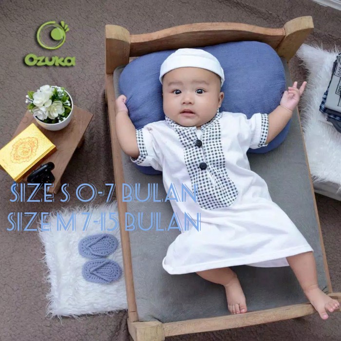 Baju bayi laki-laki baju muslim bayi laki-laki gamis koko bayi putih