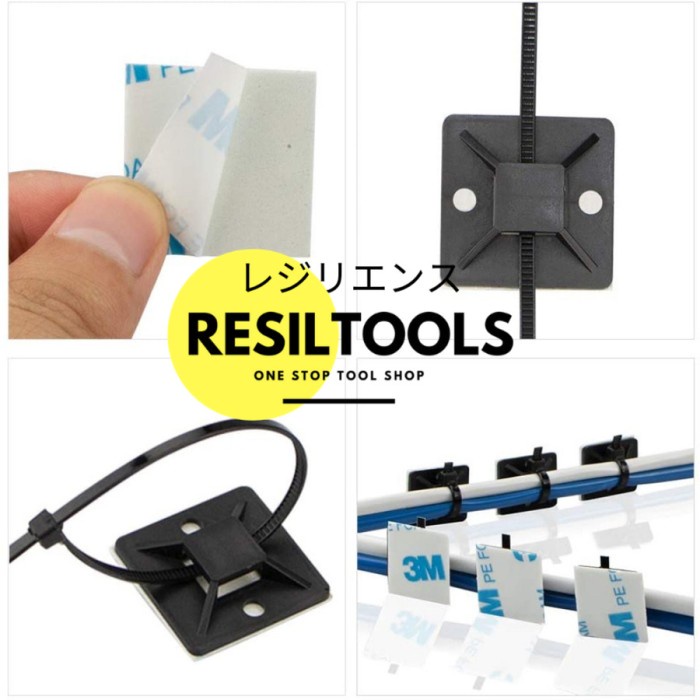 

pintar- PAKET Dudukan dan Kabel Tis Mounting Cable Ties Tali Tie Mount Hitam