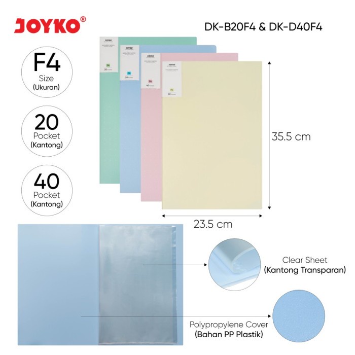 

pintar- Document Keeper Clear Holder Map File / Folder JOYKO DK F4 Pastel