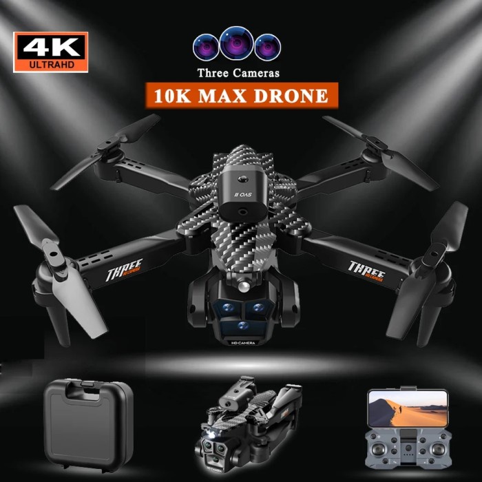 Drone K10 Max Three Camera Anti Tabrak Sensor Optical Flow 2 Baterai