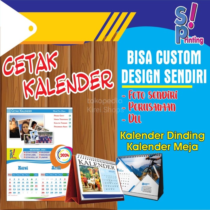 

pintar- Kalender Kalendar Meja Custom ukuran A5 148x210mm 13lembar