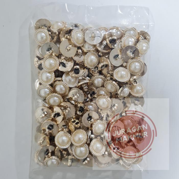 

[140pcs] Kancing Jamur Mutiara Timbul List Rose 24L (15mm) 28L (18mm) - Kancing Mutiara Timbul Emas