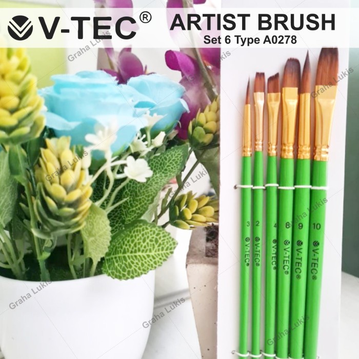 

pintar- V-Tec Brush A0278 Set 6 / Kuas Lukis Set 6