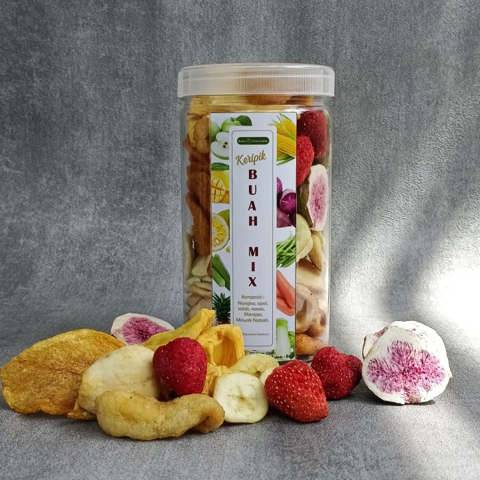 

Mix Fruits Chips In Jar Premium - Dengan Buah Tin & Strawberry Toples