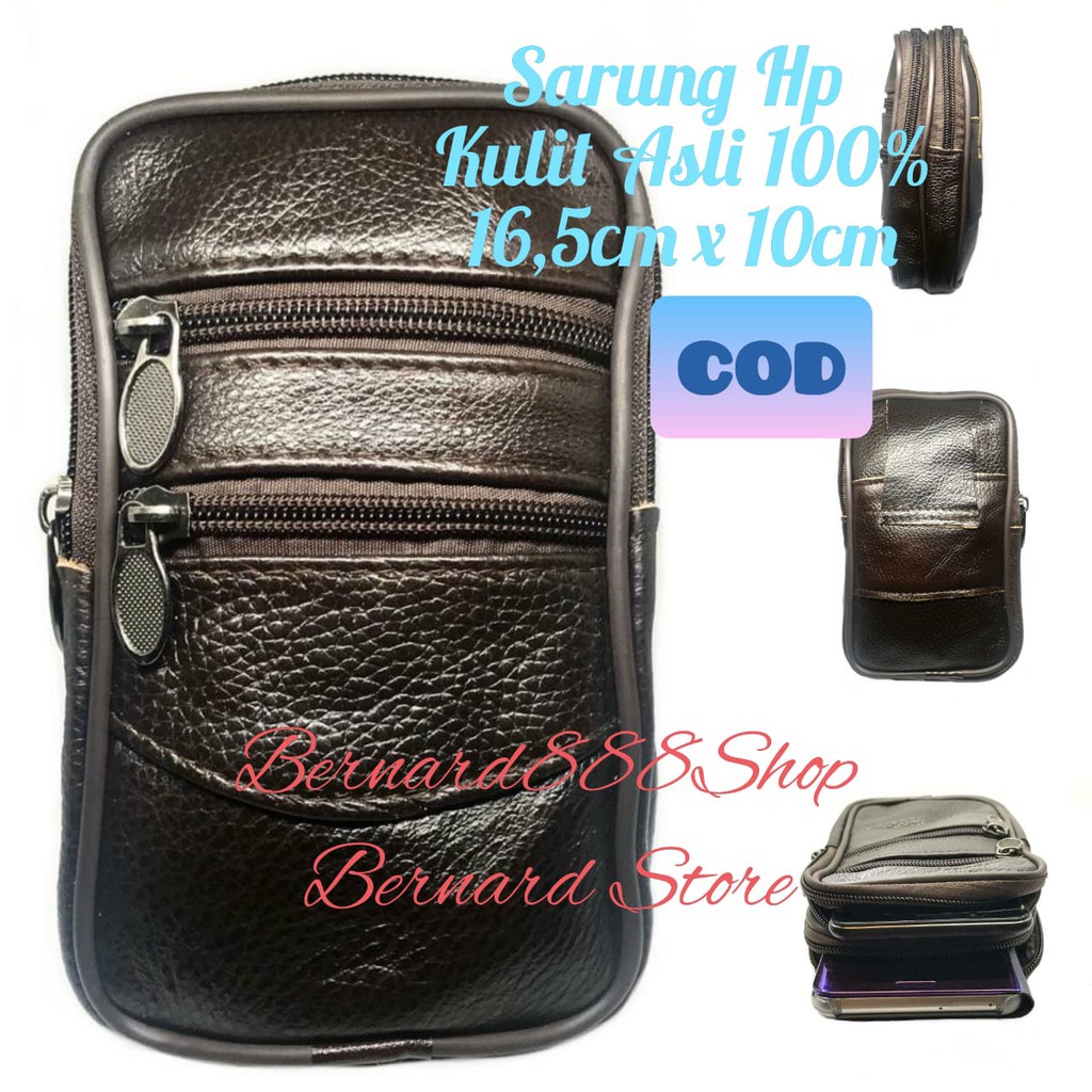 TerLengkapDong- Sarung Hp Pinggang Kulit Asli 100% Untuk Hp 5,5inch - 6,3inch Ukuran 16,5cm x 10cm