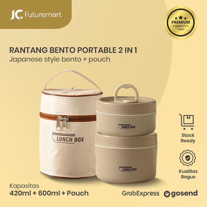 PREMIUM Rantang Kotak Makan Lunch box bulat Stainless Steel anti bocor R46 - 1 set