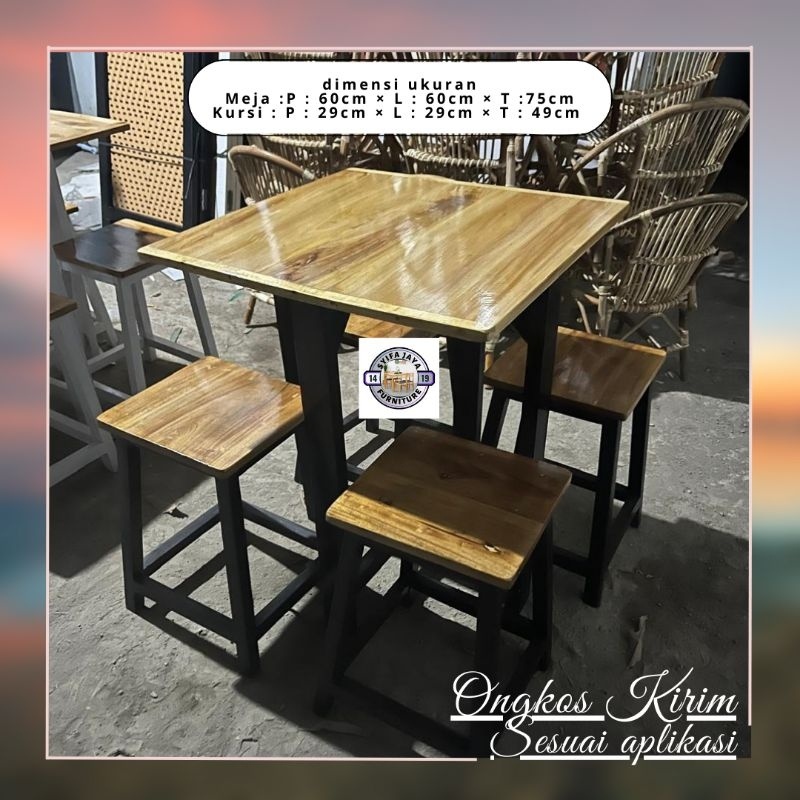 (Ready stok) 1 set Meja kursi Cafe Meja kursi restoran furniture meja dan kusi makan *
