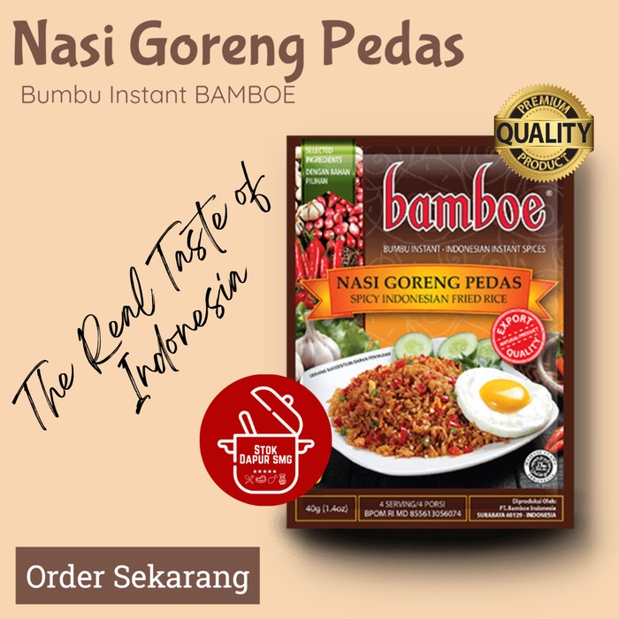 

TF501 Bumbu Masak Instan BAMBOE Indonesia Export NASI GORENG PEDAS 40gr STOK TERBATAS
