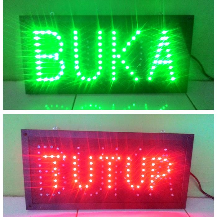 PREMIUM Papan Tulisan Lampu LED Sign ~ BUKA - TUTUP ~ pakai saklar