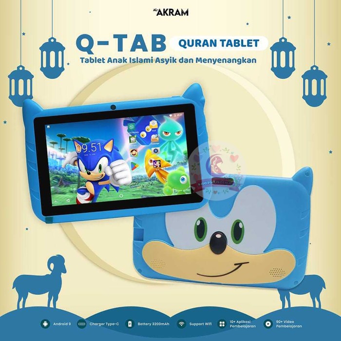 PREMIUM Q-TAB QUR'AN TAB TABLET ANAK EDUKASI ISLAMI GARANSI RESMI AL AKRAM 1 TAHUN