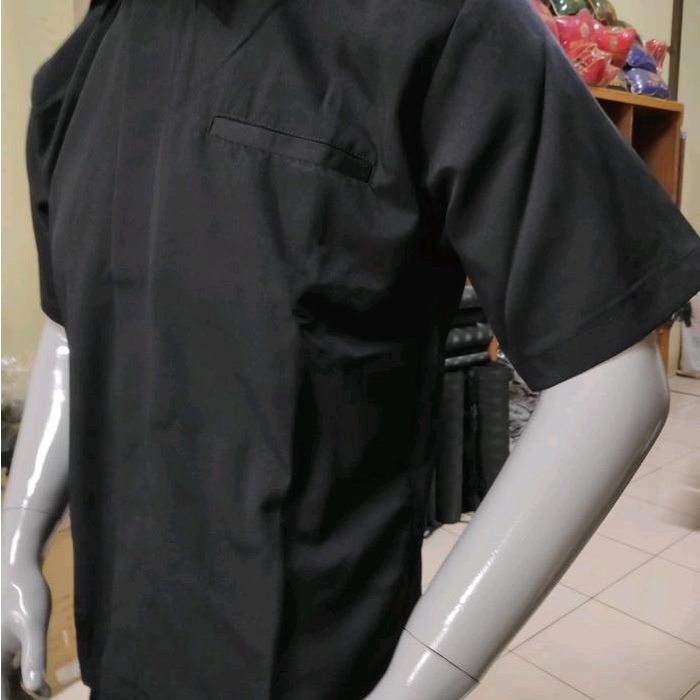 Produk Viral Safari Pas Pam Pres Hitam Pendek Safari Kancing Tertutup Hitam Safari Lengan Pendek
