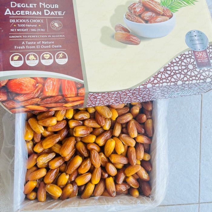 

Lezat- KURMA TUNIS MADU DUS 5KG Tunisia Deglet Nour Dates 5 kg King Alger