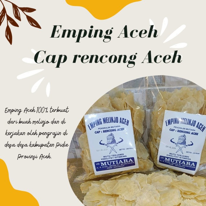 

Emping Aceh Super Tipis Mutiara 500gr Kemasan Dus Karton