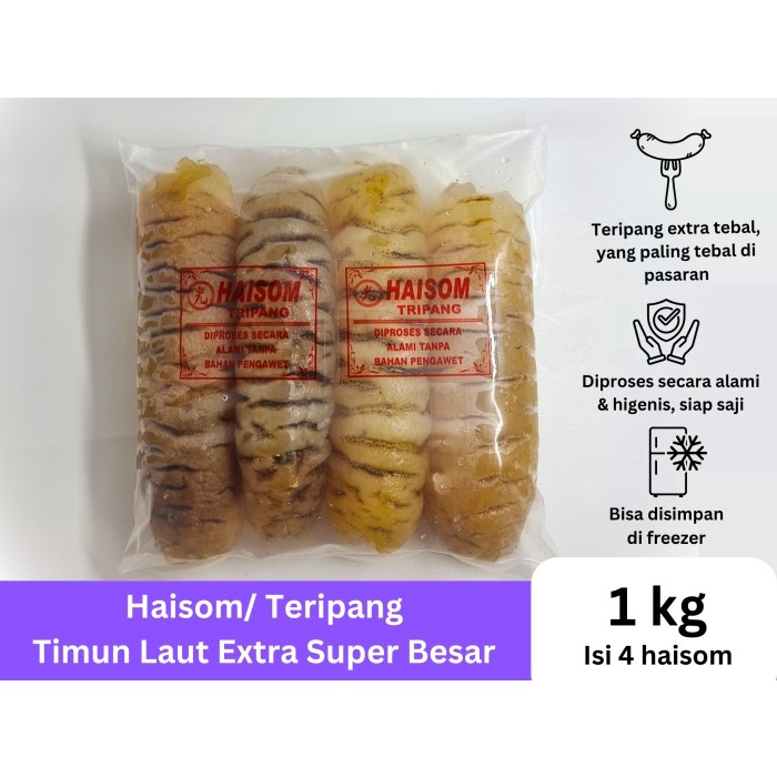 

Haisom Teripang EXTRA SUPER BESAR jenis Bangka Belitung hoisom tripang gosok pasir 1kg 1000gram