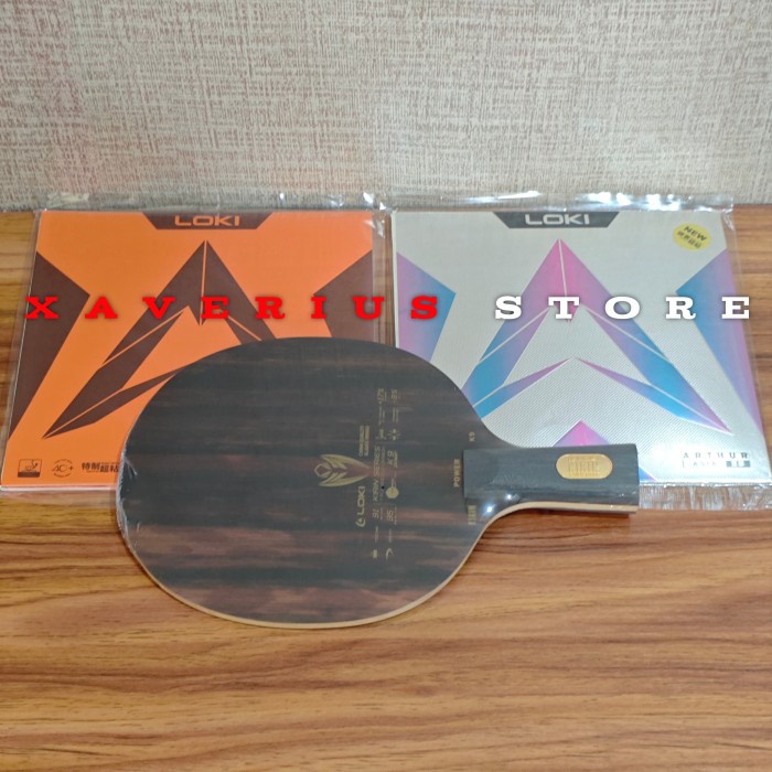 Bet Kayu Pingpong Loki Kirin Carbon Original Lengkap CS/FL