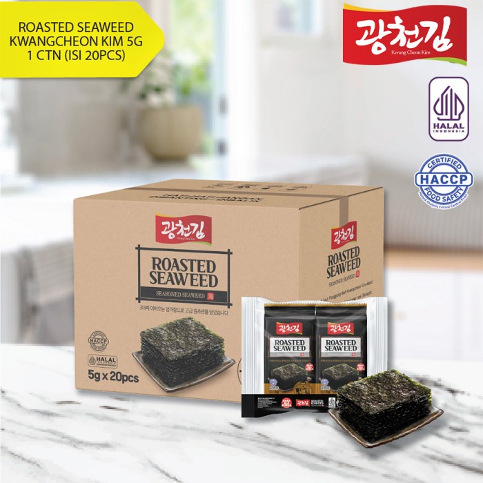 

(HALAL) ROASTED SEAWEED KWANGCHEON KIM 100G (1 GIFTBOX ISI 20 PCS) / RUMPUT LAUT PANGGANG / NORI