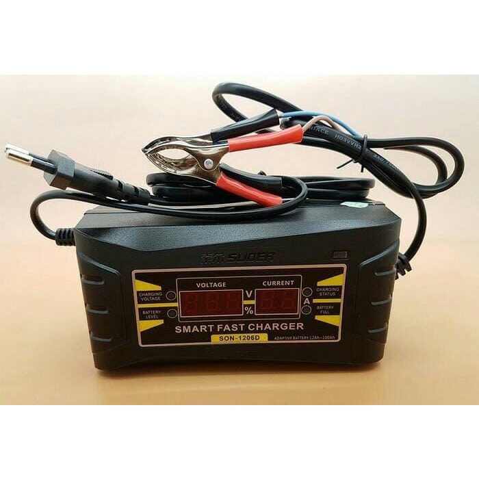 Super Smart Battery Charger 12V 6A, Cas Aki Batere Smart Fast Charger