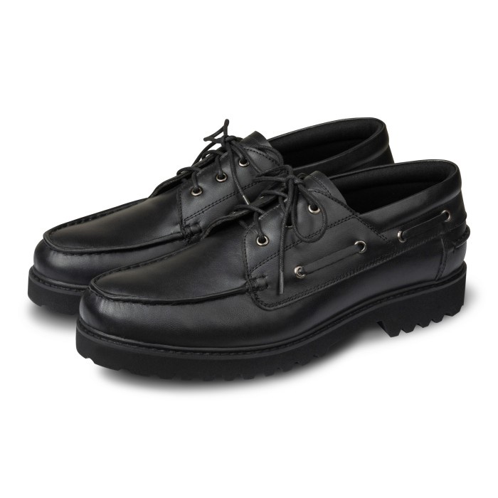 Sam Boat Shoes Black - Nappa Milano - Sepatu Kulit Pria