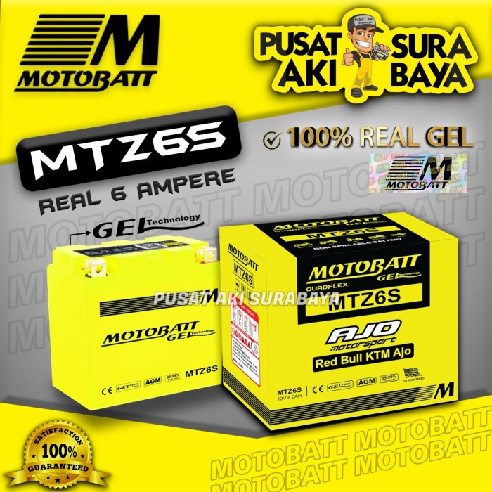 OFFICIAL MOTOBATT GEL MTZ6S 6 AH ORIGINAL AKI MOTOR YAMAHA FINO GRANDE
