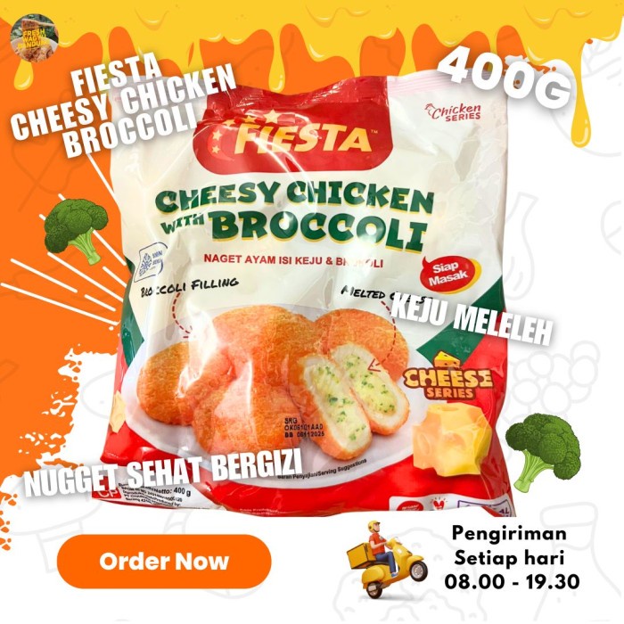 

Lezat- FIESTA CHEESY CHICKEN WITH BROCOLI Nugget Naget Ayam Keju Brokoli 500g