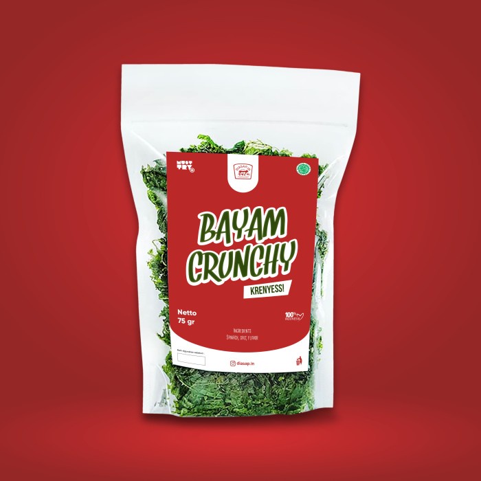 

Lezat- SEI AYAM Frozen DIASAPIN 200gr + 1 Bayam Crunchy + 1 Sambal 50gr