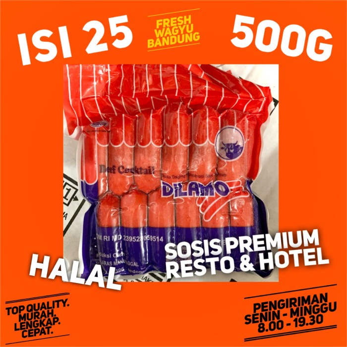 

Lezat- DILAMO BEEF COCKTAIL SOSIS SAPI HALAL PREMIUM 500g