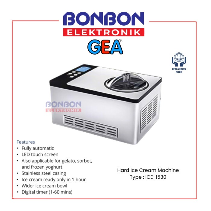 TERLARIS GEA Ice Cream Maker ICE 1530 - Mesin Pembuat Hard Ice Cream ICE1530