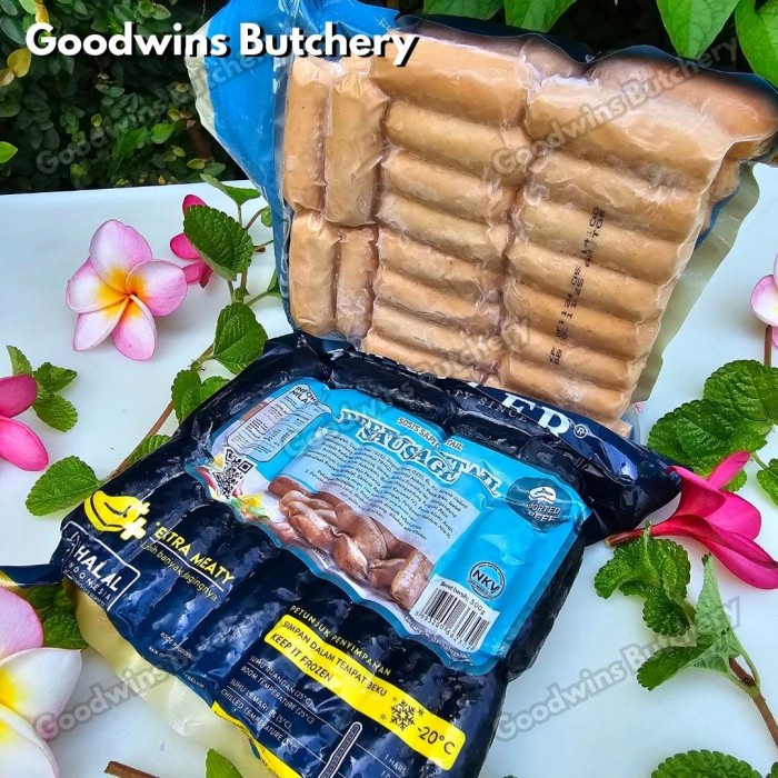 

Lezat- 500g 20pcs sausage Kanzler BEEF COCKTAIL Halal MUI frozen 2" 5cm