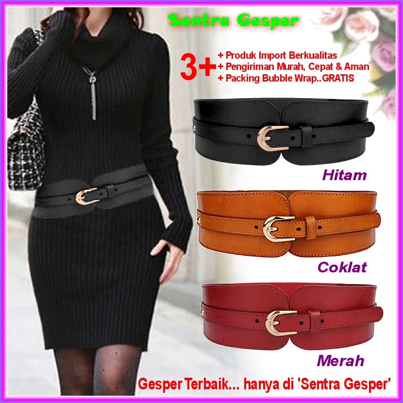 TrendyGaya- Sabuk Gesper Belt Wanita Obi Besar Karet Women Ikat Pinggang Fashion Korea Cewek Kekinia