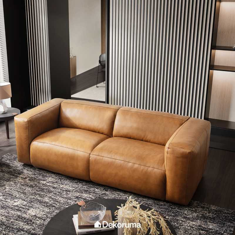 Dekoruma Tenzo OWEN Sofa 3 Seater Leather / Sofa Kulit 3 Dudukan *