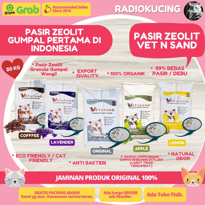 Pet- Pasir Zeolit Vetsand 20Kg Zeolite Granule Wangi Vet Sand Non Bentonite