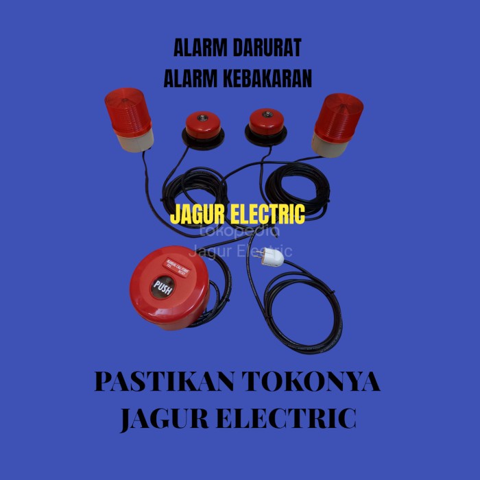ALARM KEBAKARAN DOUBLE BELL KRING + DOUBLE ROTARY + TOMBOL FIRE ALARM