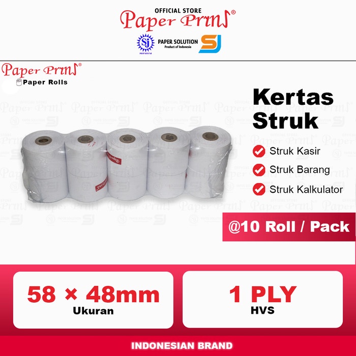 

Paperpryns Register Struk Roll Kertas Kasir 1PLY 58 x 48mm (@10 Roll)