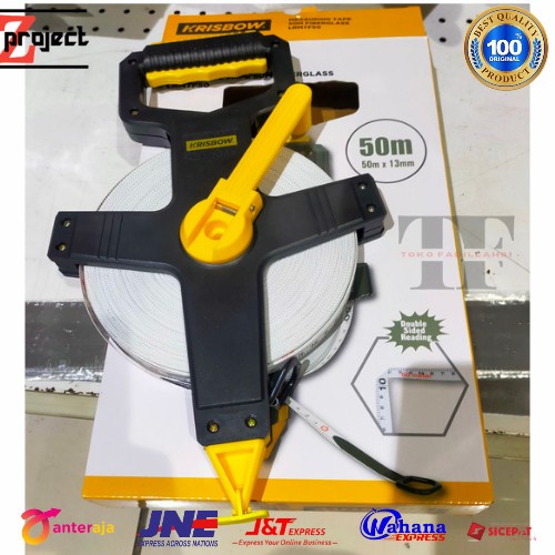 READY STOK KRISBOW meteran gulung tancap 100 meter measuring tape roll fiber