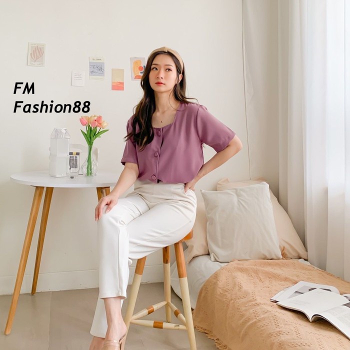 BLOUSE WANITA LENGAN PENDEK KERAH PERSEGI