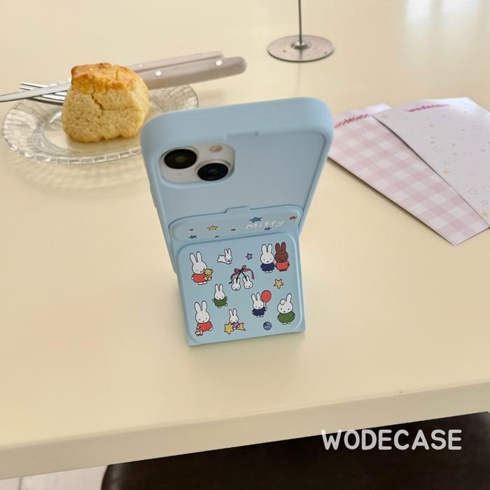 Miffy Blue Standing Case Softcase untuk iPhone 13-16 Pro Max
