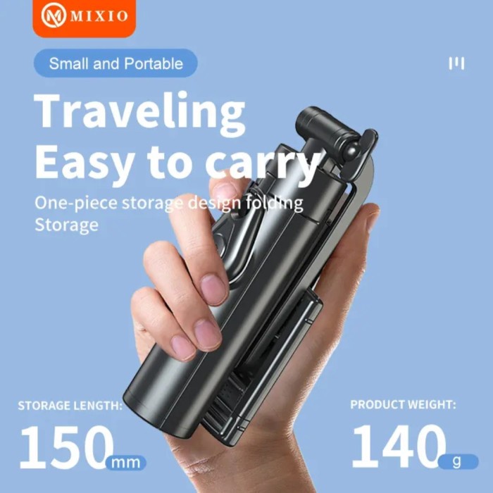 MIXIO A33 80CM Tongsis Bluetooth Selfie Stick Tripod Super Mini
