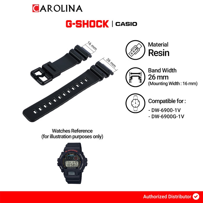YOK DI ORDER TALI STRAP G-SHOCK DW-6900 / DW-6900G 26MM BLACK RESIN 71604262