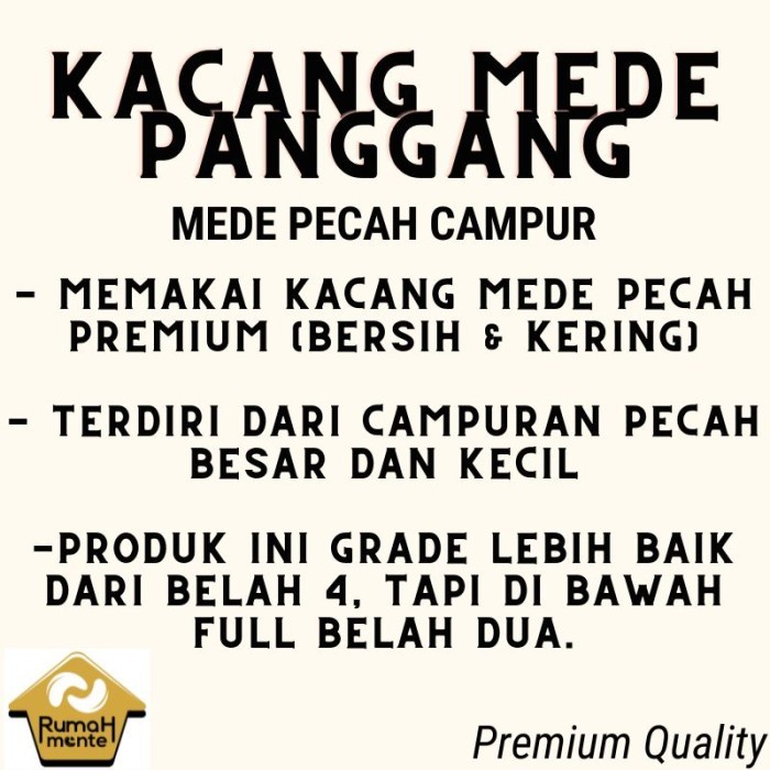 

(TopSeller) KACANG MEDE PANGGANG BELAH CAMPUR BESAR KECIL 500GR (READY TO EAT)